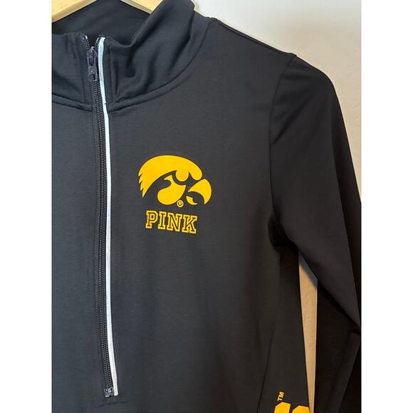 Victoria's Secret Pink Iowa Hawkeyes Quarter Zip Black Pullover Mock Neck Small - Picture 3 of 6